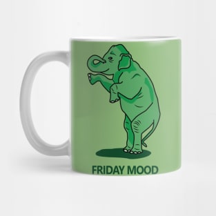 Friday mood of a green happy elephant Mug